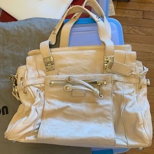 Gryson ivory lambskin leather satchel